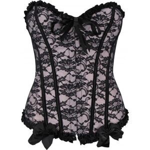 Corset Pink Roses Ribbon Halter Top size Large